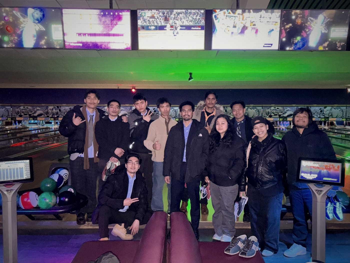 The team at a bowling night