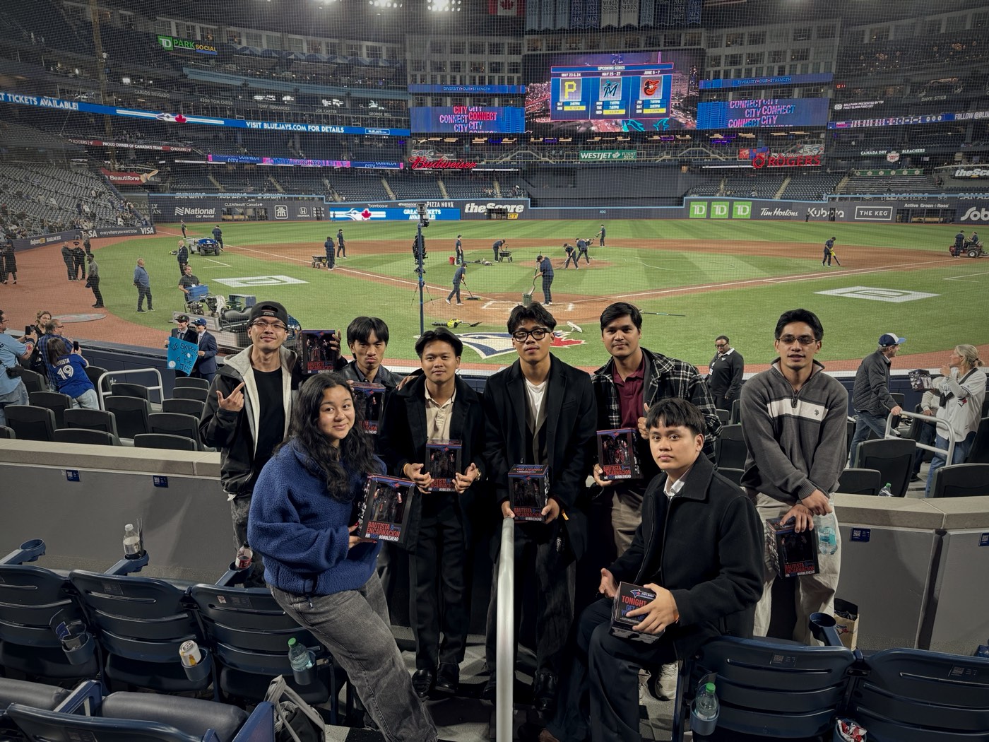 The team at a Toronto Blue Jays game